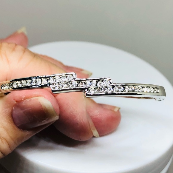 Silver Three Row CZ Bangle - Picture 5 of 7